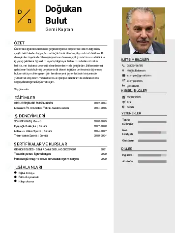 Gemi Kaptanı CV Örnekleri cv indir